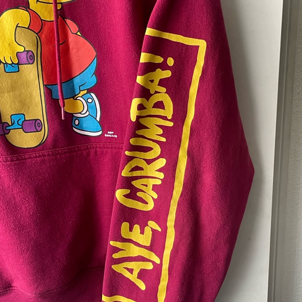 Red Bart Simpson Skateboarding Pullover Sweater - Picture 3 of 6